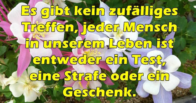 Zufällige Begegnungen: jeder Mensch dem wir begegnen ist entweder ein Test, eine Strafe oder ein Geschenk